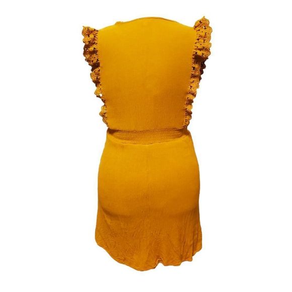 Charming Charlie Lined Mini Dress with Lace Butterfly Sleeve Caps - Picture 4 of 5